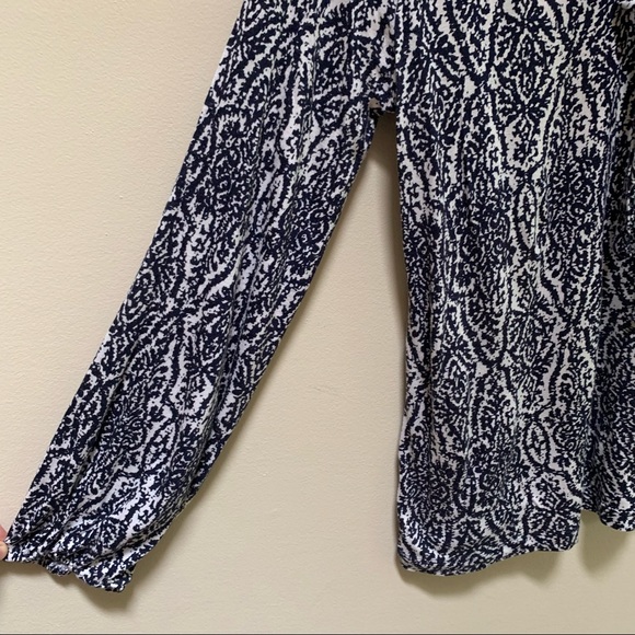 Joie Navy and White Print Top with Back Tie and Keyhole - Picture 8 of 8